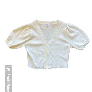 2/$15 Ardene Cream Cropped Cardigan Sweater Size Small NWOT